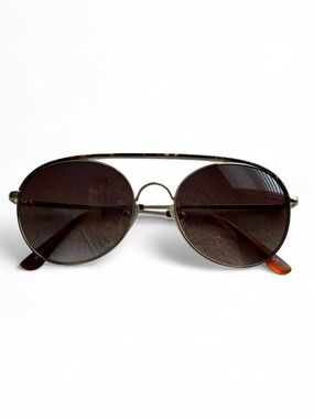 Perverse Vintage Brown Aviator Sunglasses with Tortoise Shell and Gold Frames